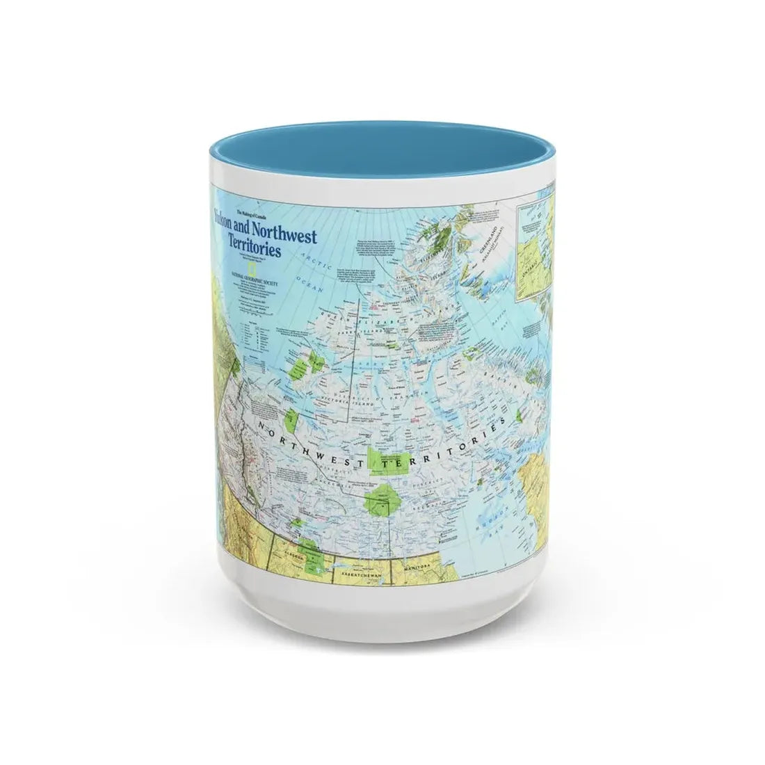 North America - Yukon and Northwest Territories (1997) (Map) Accent Coffee Mug 15oz Light Blue - Go Mug Yourself