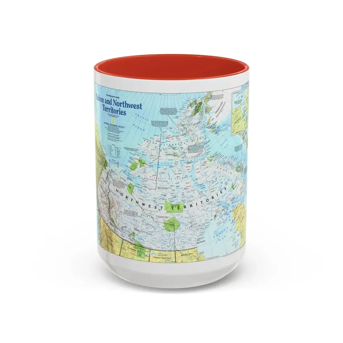 North America - Yukon and Northwest Territories (1997) (Map) Accent Coffee Mug 15oz Red - Go Mug Yourself