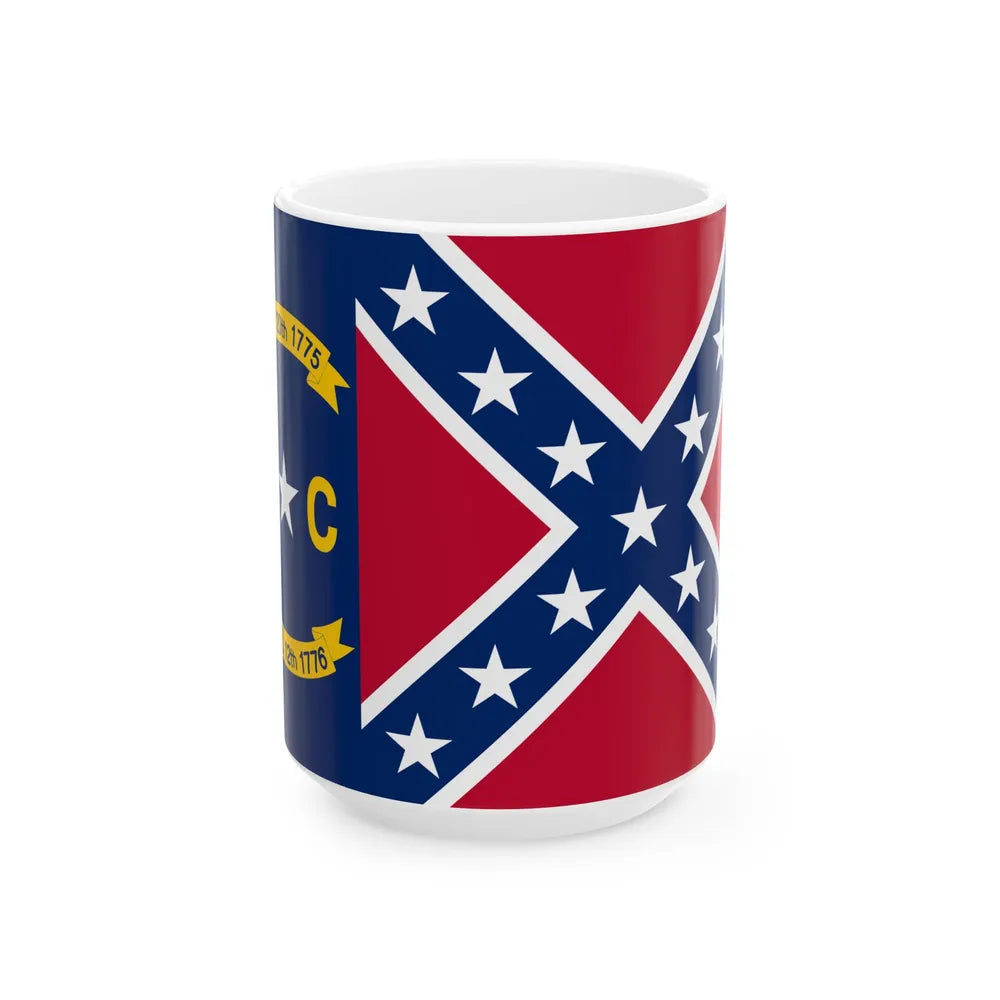 North Carolina Rebel Flag (United States) White Coffee Mug 15oz - Go Mug Yourself