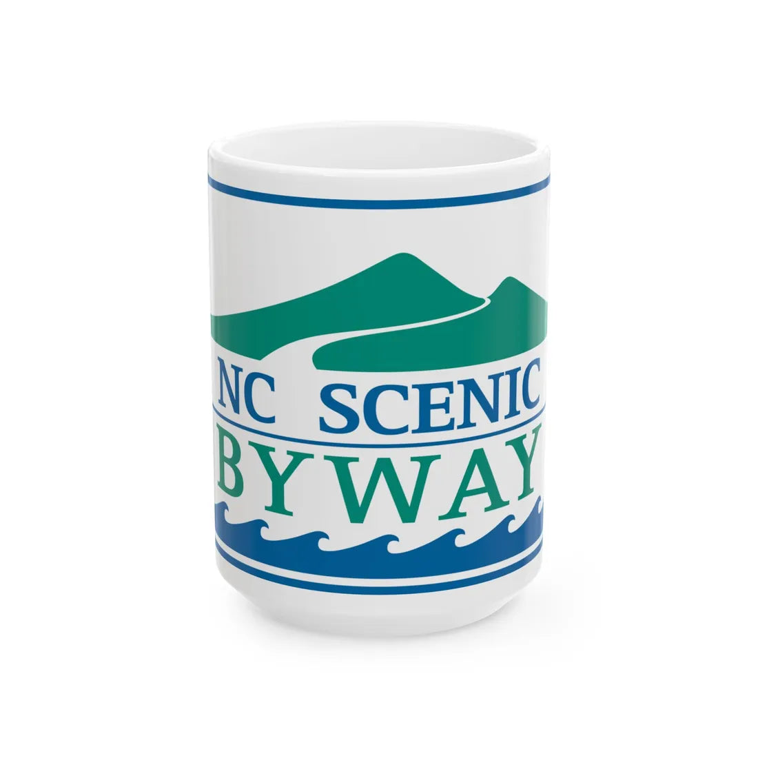 North Carolina Scenic Byway (North Carolina) (Road Sign) White Coffee Mug 15oz - Go Mug Yourself