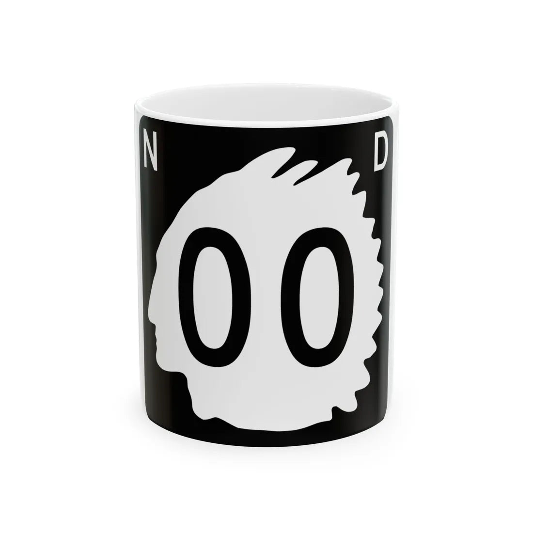 North Dakota 00 template (North Dakota) (Road Sign) White Coffee Mug 11oz - Go Mug Yourself