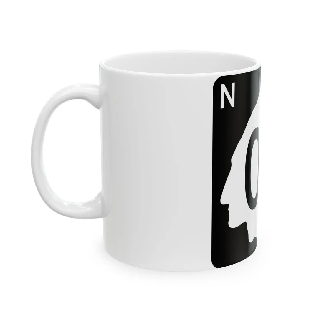 North Dakota 00 template (North Dakota) (Road Sign) White Coffee Mug - Go Mug Yourself