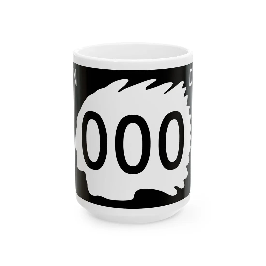 North Dakota 000 template (North Dakota) (Road Sign) White Coffee Mug 15oz - Go Mug Yourself