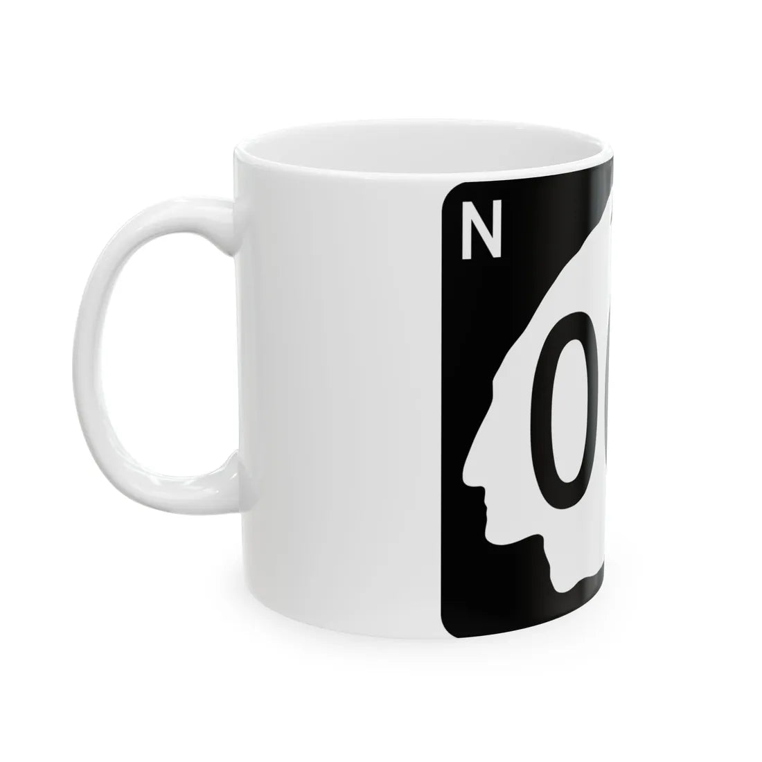 North Dakota 000 template (North Dakota) (Road Sign) White Coffee Mug - Go Mug Yourself