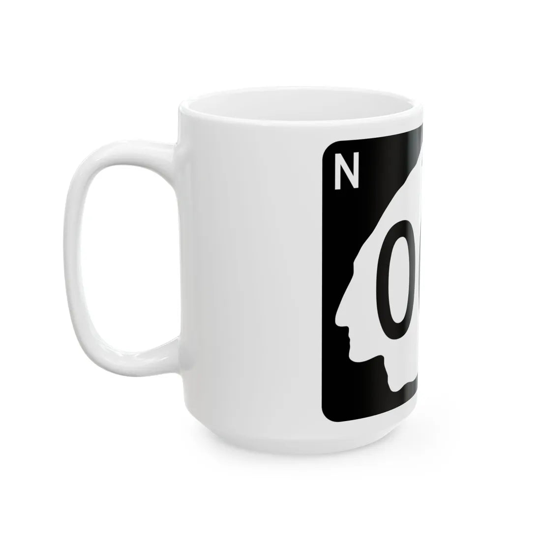 North Dakota 000 template (North Dakota) (Road Sign) White Coffee Mug - Go Mug Yourself