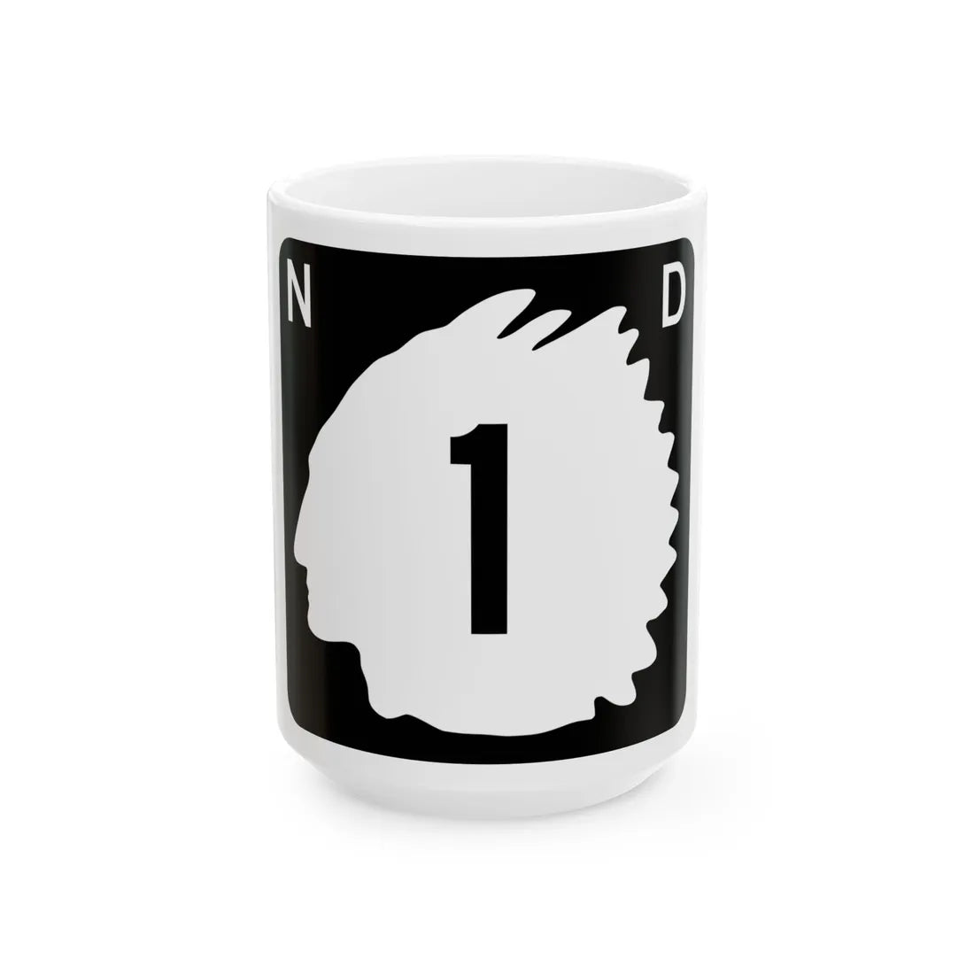 North Dakota 1 (North Dakota) (Road Sign) White Coffee Mug 15oz - Go Mug Yourself