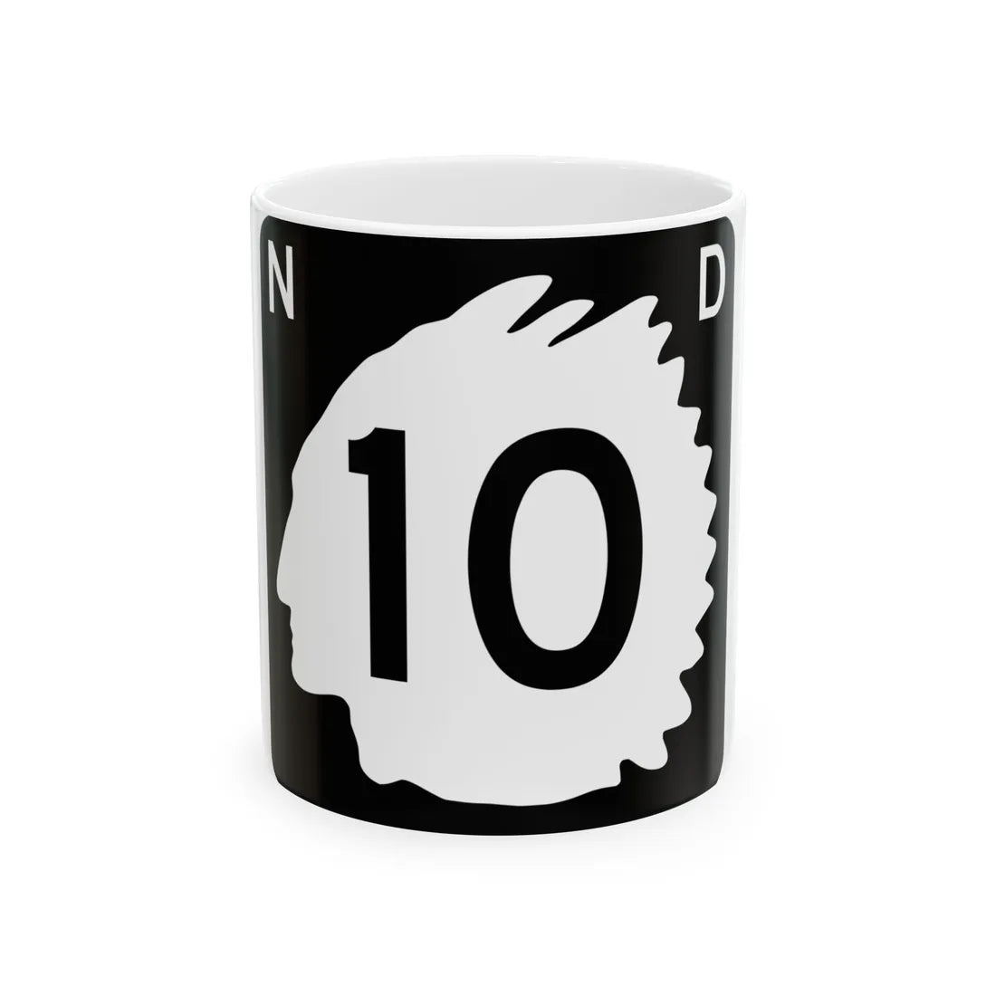 North Dakota 10 (North Dakota) (Road Sign) White Coffee Mug 11oz - Go Mug Yourself