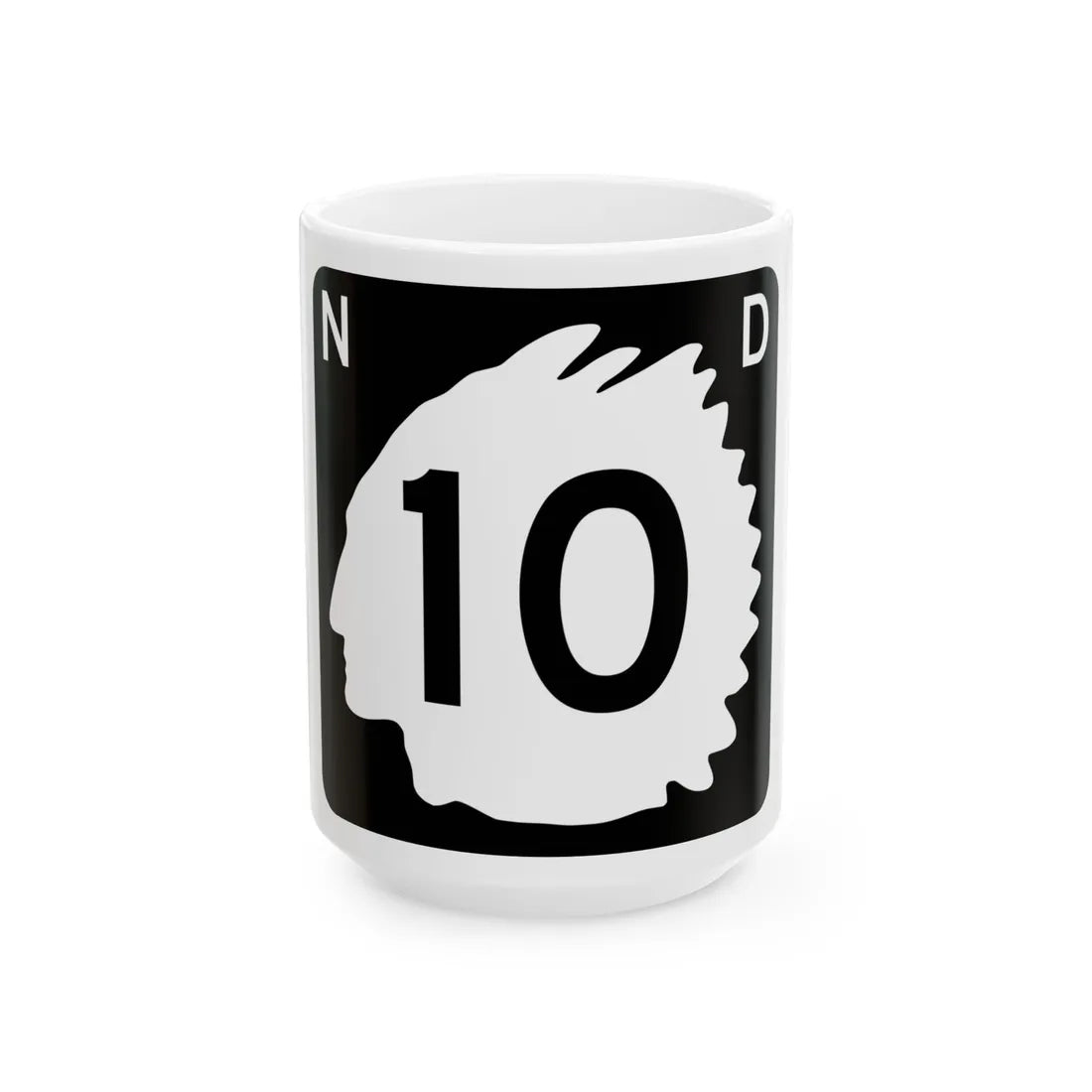 North Dakota 10 (North Dakota) (Road Sign) White Coffee Mug 15oz - Go Mug Yourself