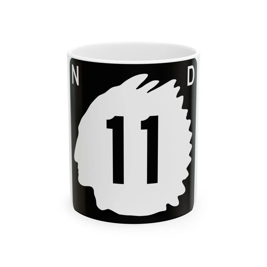 North Dakota 11 (North Dakota) (Road Sign) White Coffee Mug 11oz - Go Mug Yourself