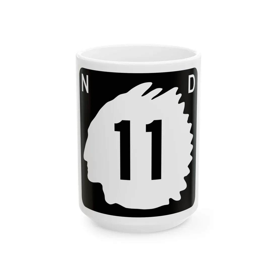 North Dakota 11 (North Dakota) (Road Sign) White Coffee Mug 15oz - Go Mug Yourself