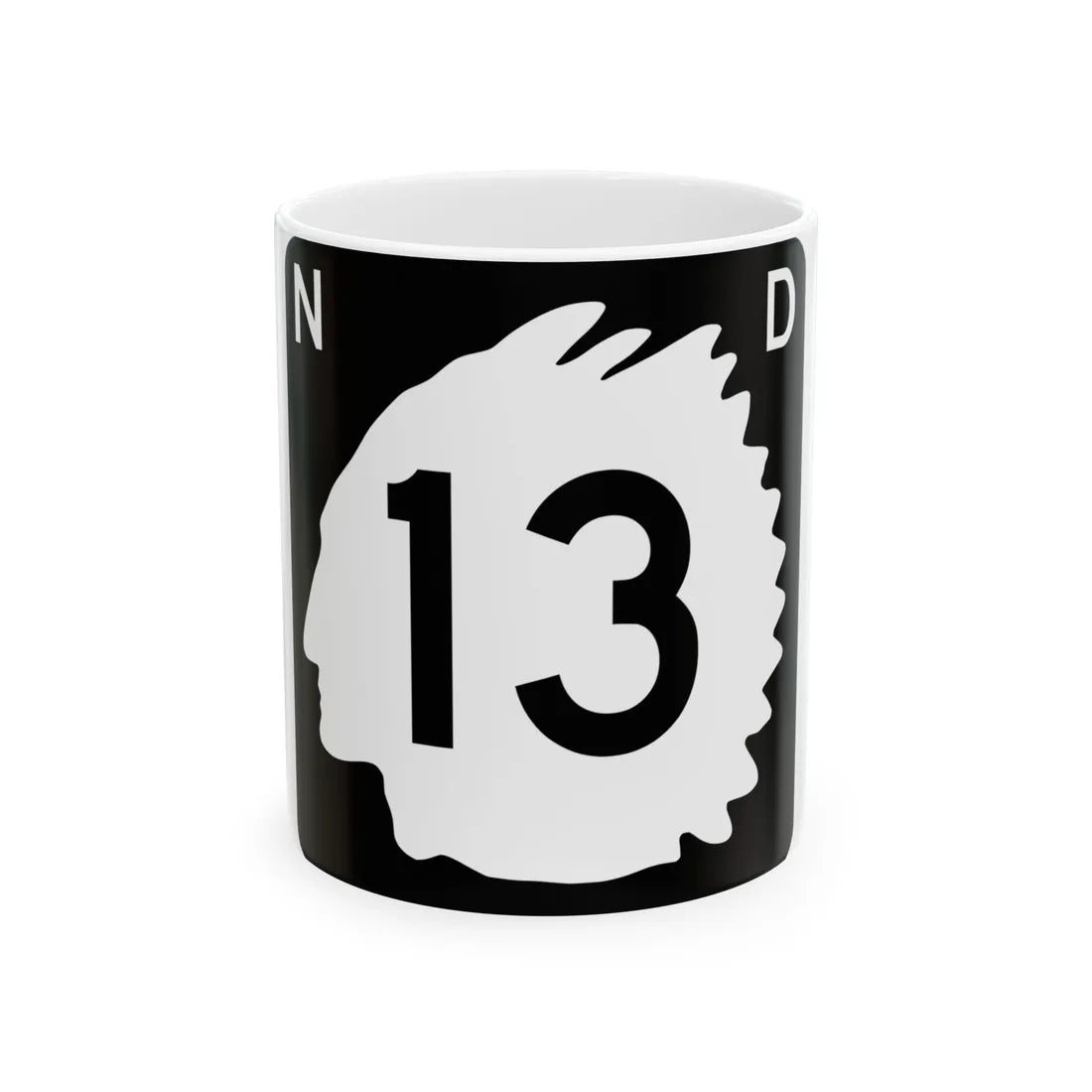 North Dakota 13 (North Dakota) (Road Sign) White Coffee Mug 11oz - Go Mug Yourself