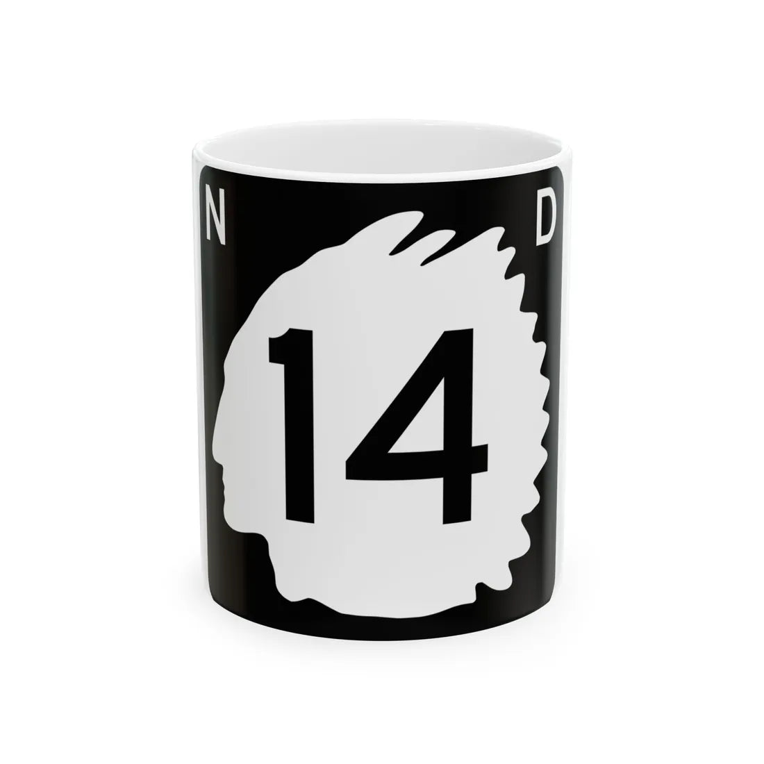 North Dakota 14 (North Dakota) (Road Sign) White Coffee Mug 11oz - Go Mug Yourself