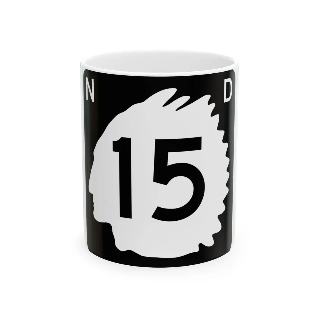 North Dakota 15 (North Dakota) (Road Sign) White Coffee Mug 11oz - Go Mug Yourself