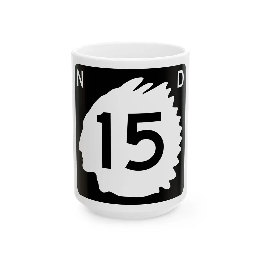North Dakota 15 (North Dakota) (Road Sign) White Coffee Mug 15oz - Go Mug Yourself