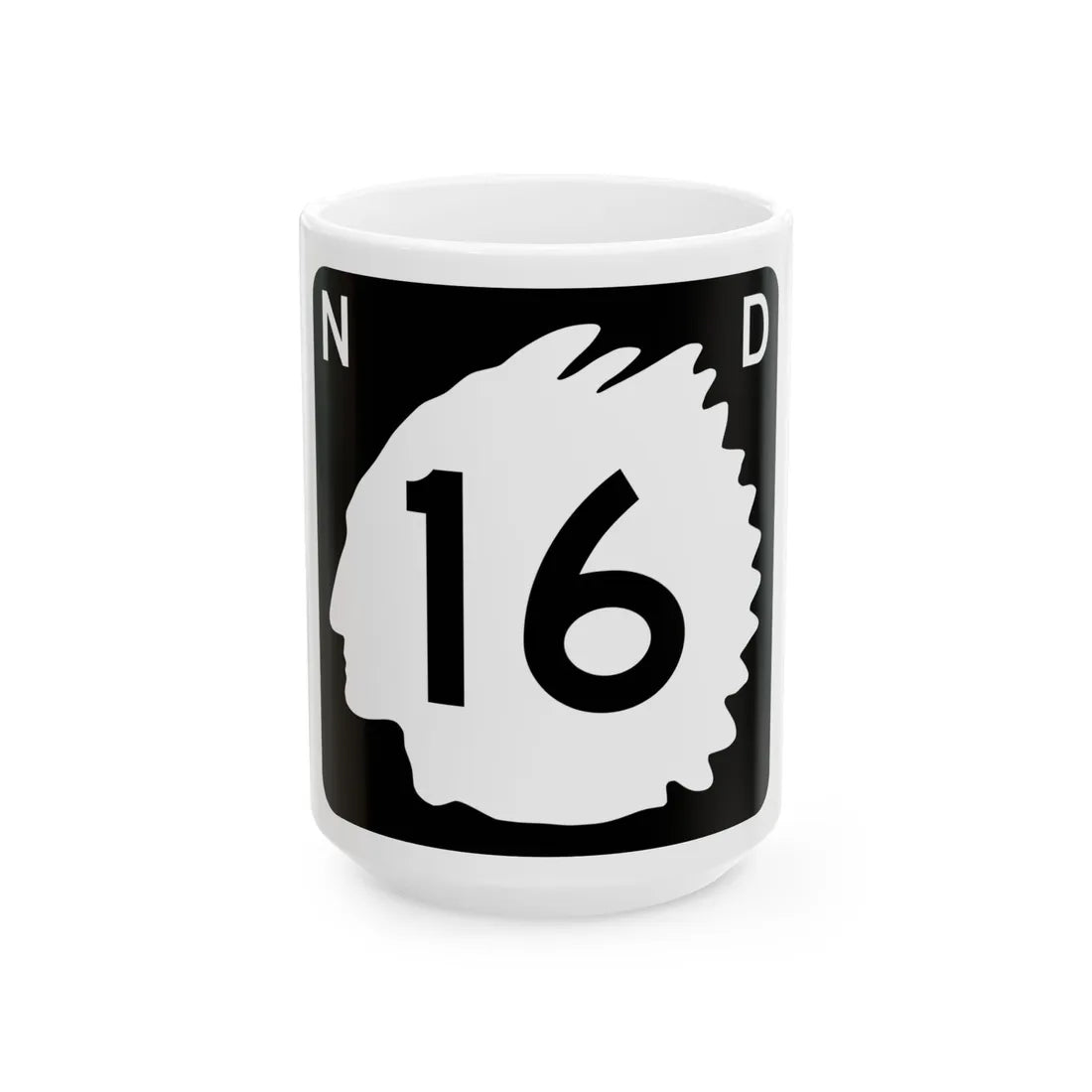 North Dakota 16 (North Dakota) (Road Sign) White Coffee Mug 15oz - Go Mug Yourself