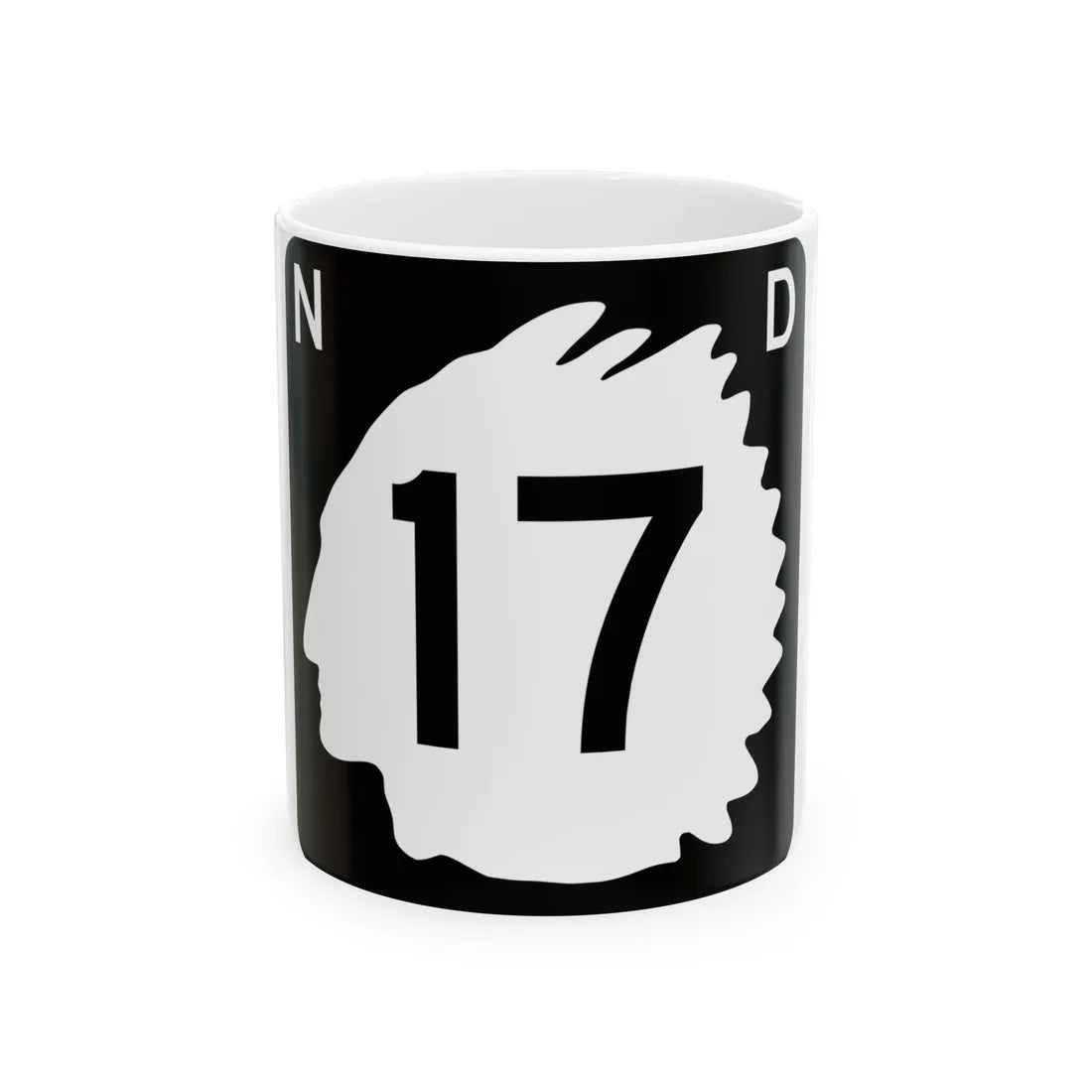 North Dakota 17 (North Dakota) (Road Sign) White Coffee Mug 11oz - Go Mug Yourself