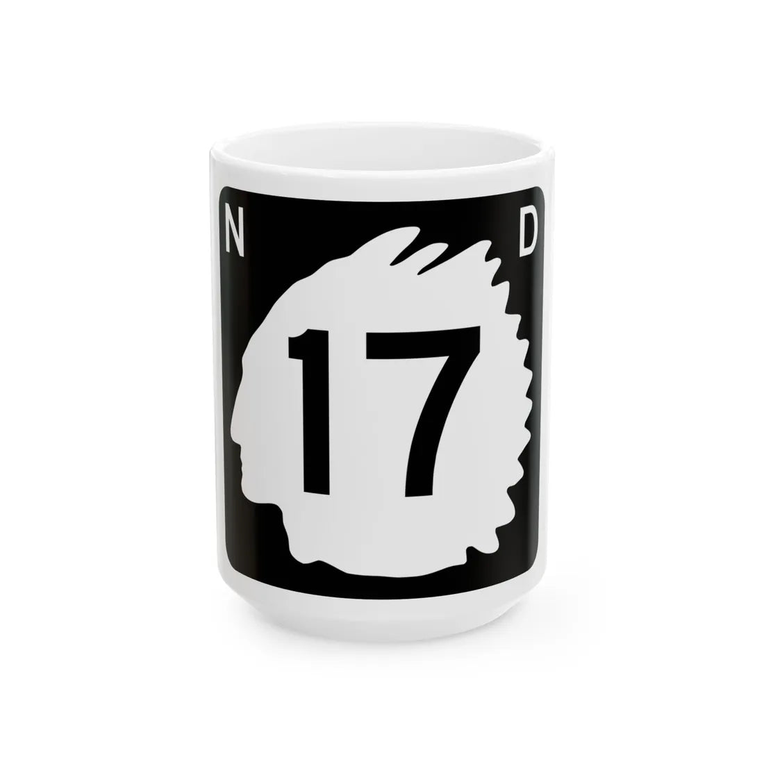 North Dakota 17 (North Dakota) (Road Sign) White Coffee Mug 15oz - Go Mug Yourself