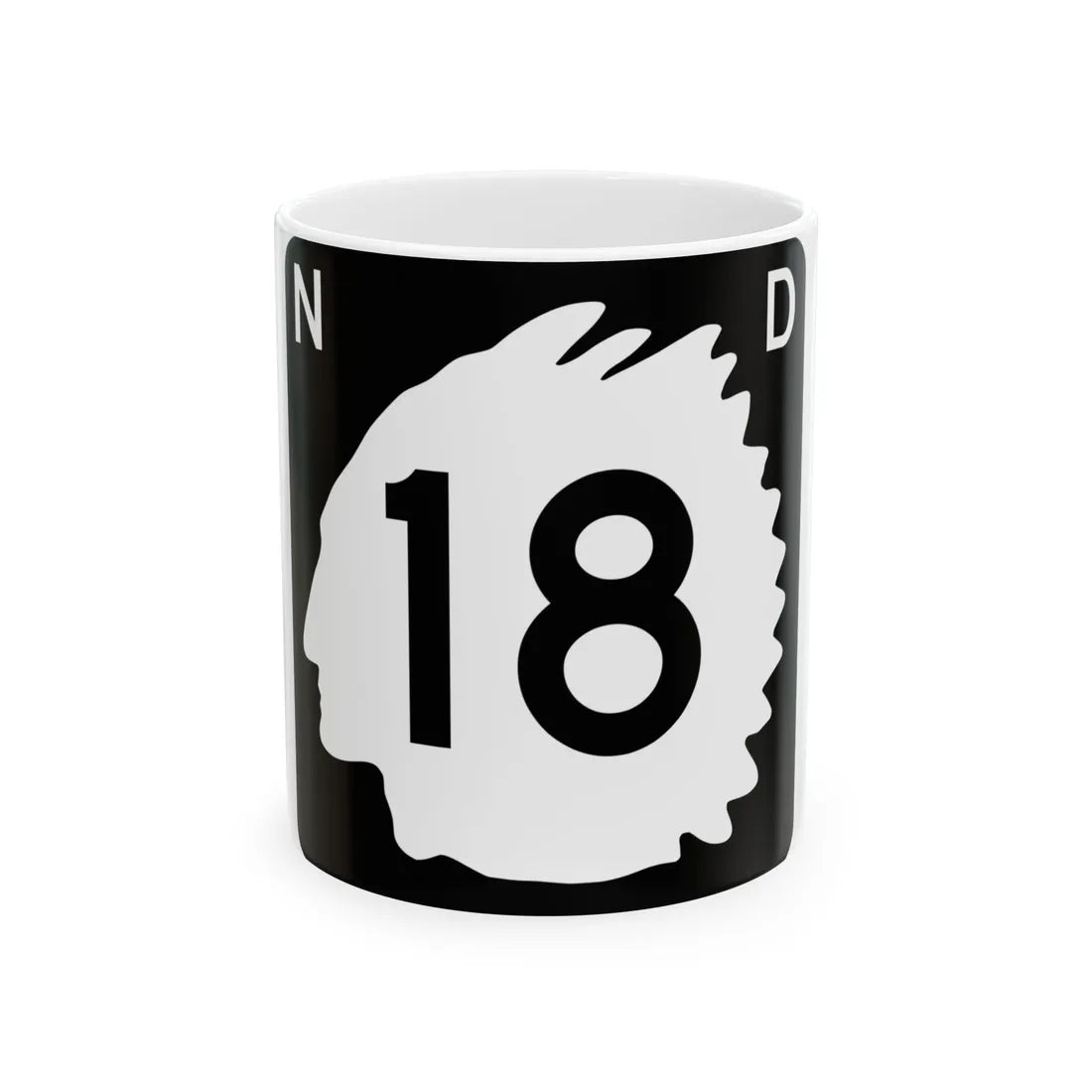 North Dakota 18 (North Dakota) (Road Sign) White Coffee Mug 11oz - Go Mug Yourself