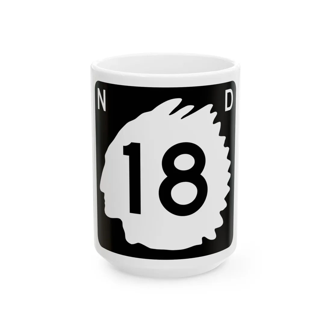 North Dakota 18 (North Dakota) (Road Sign) White Coffee Mug 15oz - Go Mug Yourself