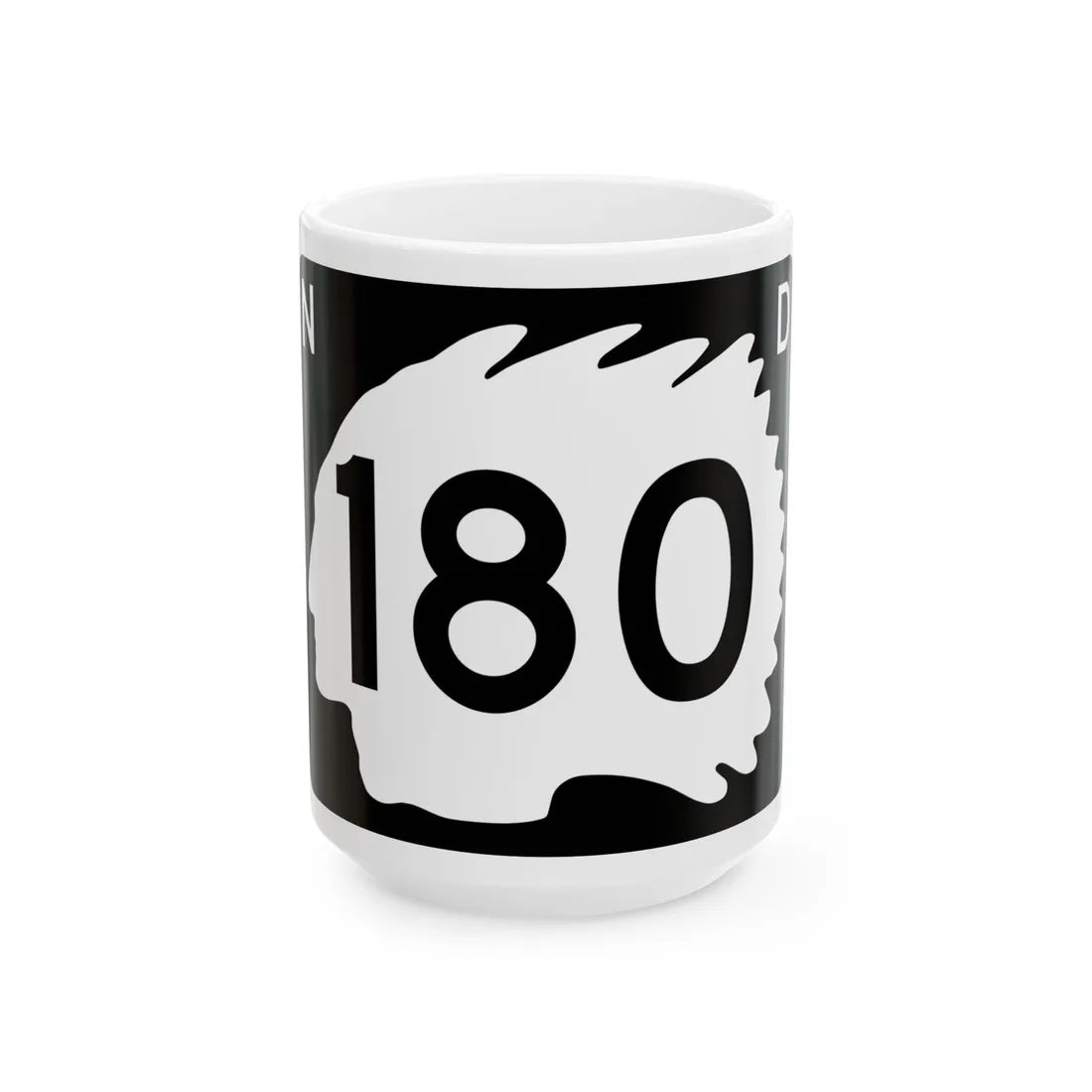 North Dakota 180 (North Dakota) (Road Sign) White Coffee Mug 15oz - Go Mug Yourself