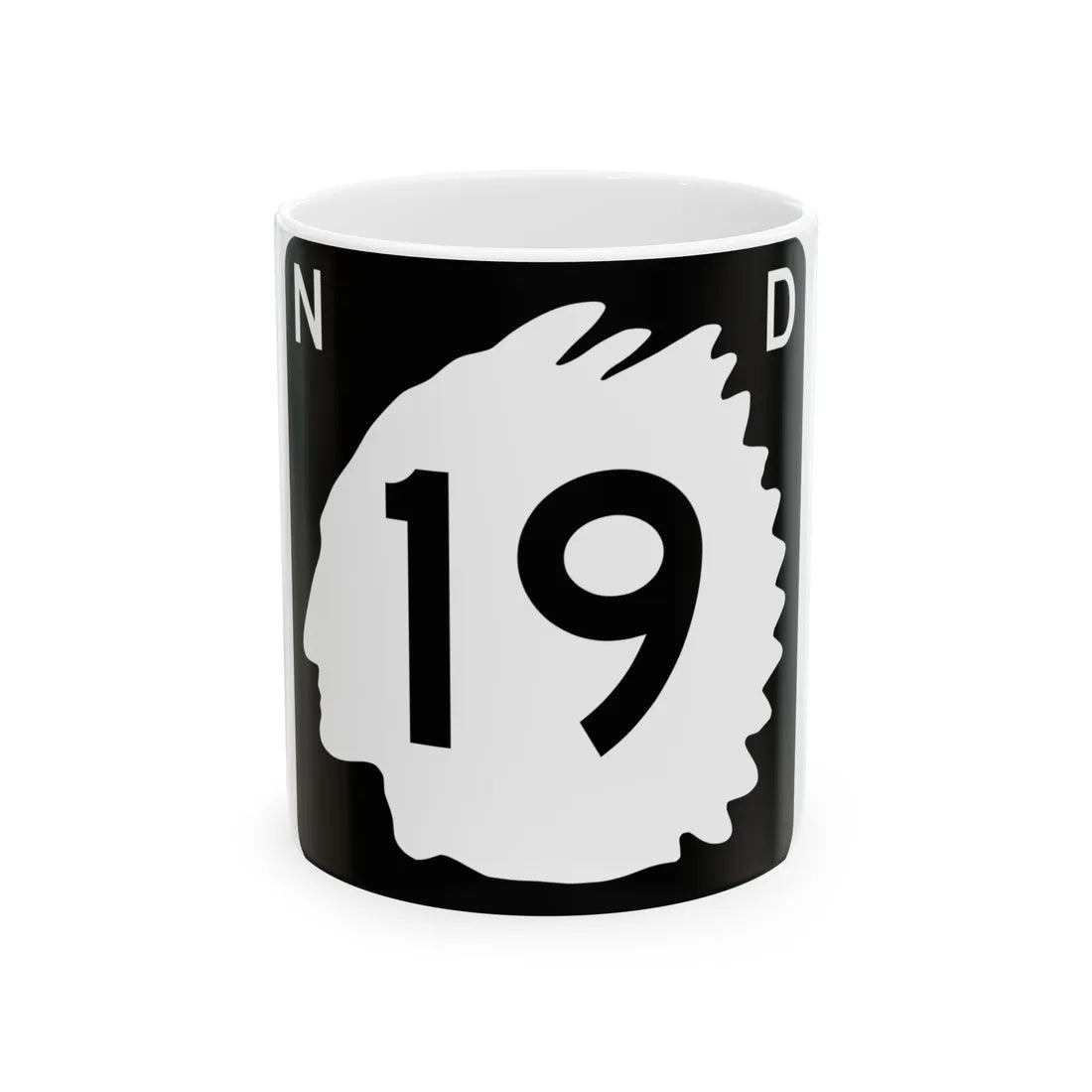 North Dakota 19 (North Dakota) (Road Sign) White Coffee Mug 11oz - Go Mug Yourself