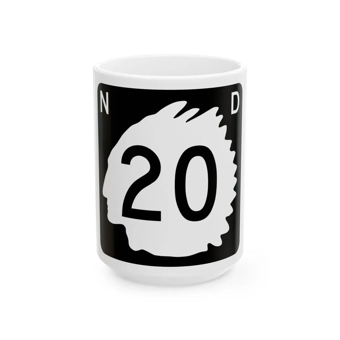 North Dakota 20 (North Dakota) (Road Sign) White Coffee Mug 15oz - Go Mug Yourself