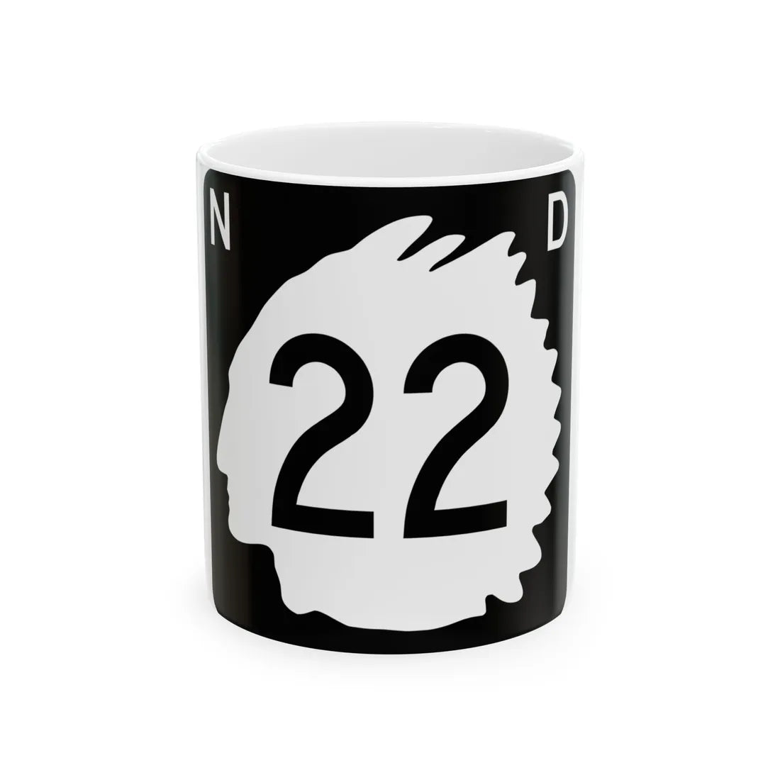 North Dakota 22 (North Dakota) (Road Sign) White Coffee Mug 11oz - Go Mug Yourself