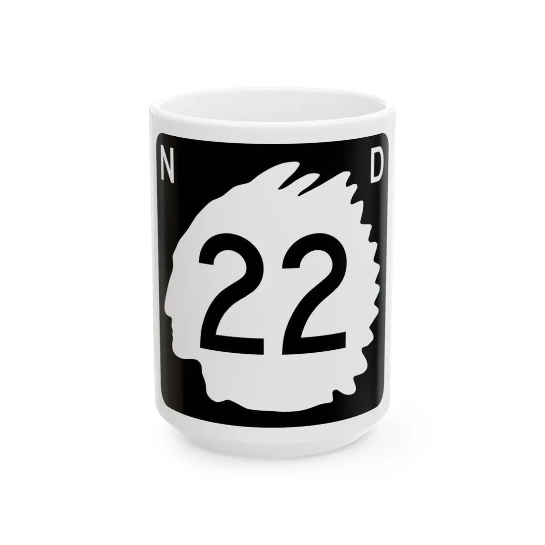 North Dakota 22 (North Dakota) (Road Sign) White Coffee Mug 15oz - Go Mug Yourself