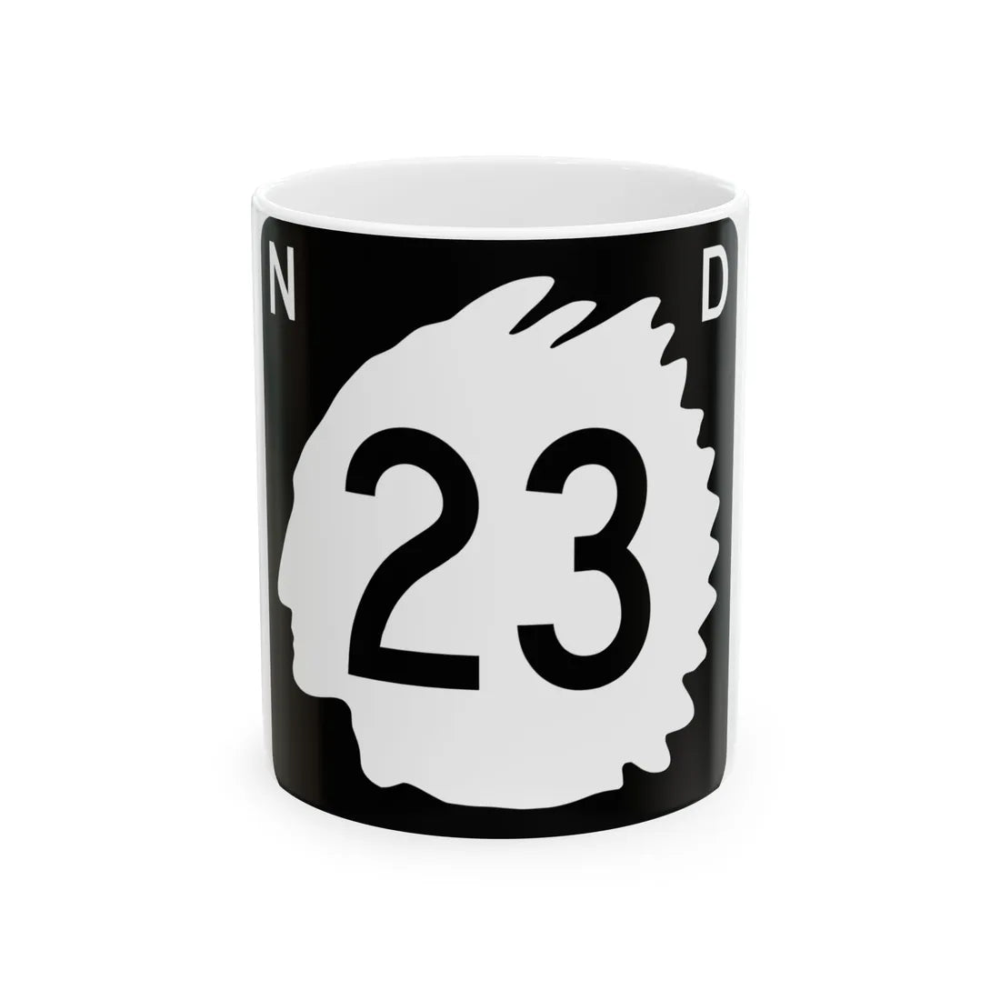North Dakota 23 (North Dakota) (Road Sign) White Coffee Mug 11oz - Go Mug Yourself