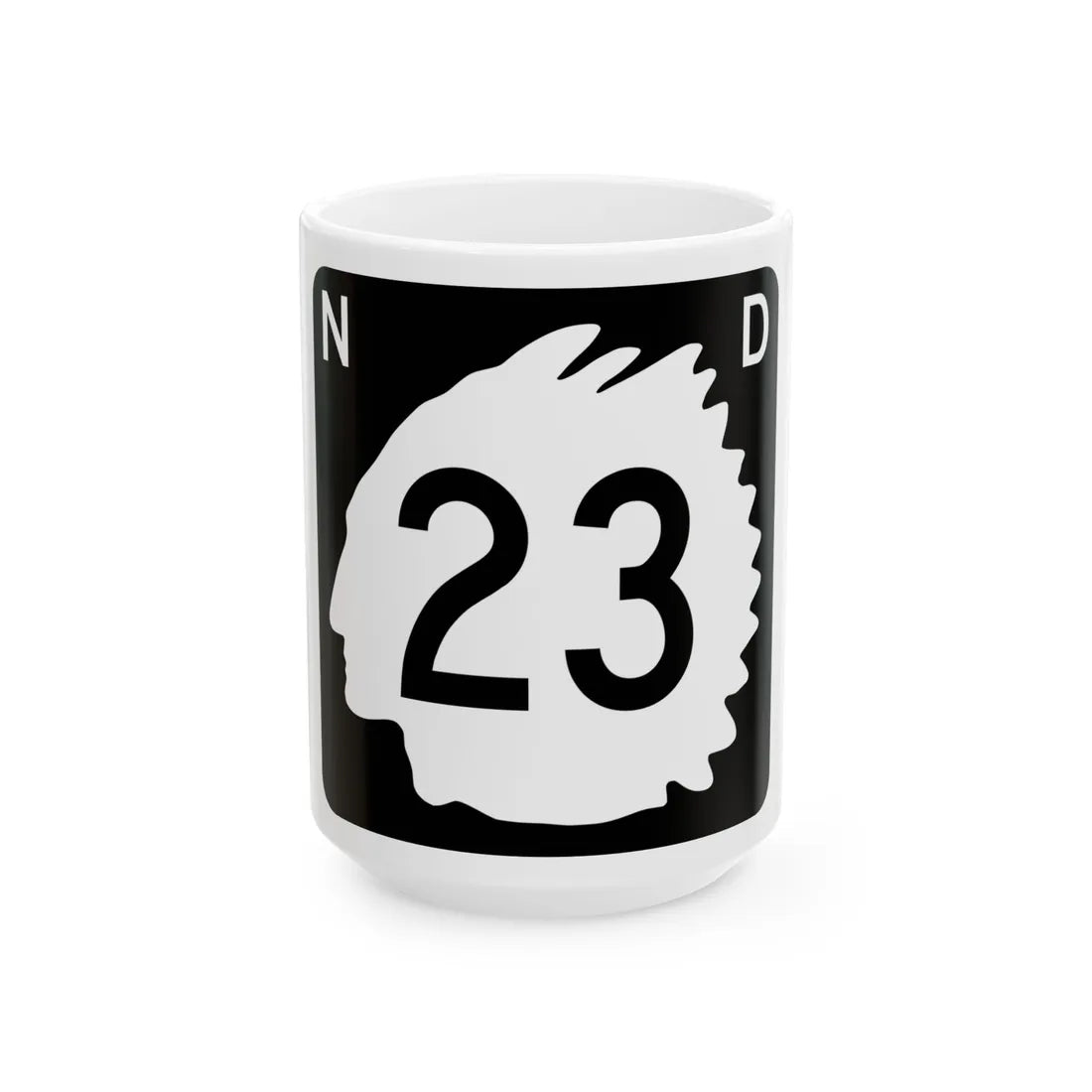 North Dakota 23 (North Dakota) (Road Sign) White Coffee Mug 15oz - Go Mug Yourself