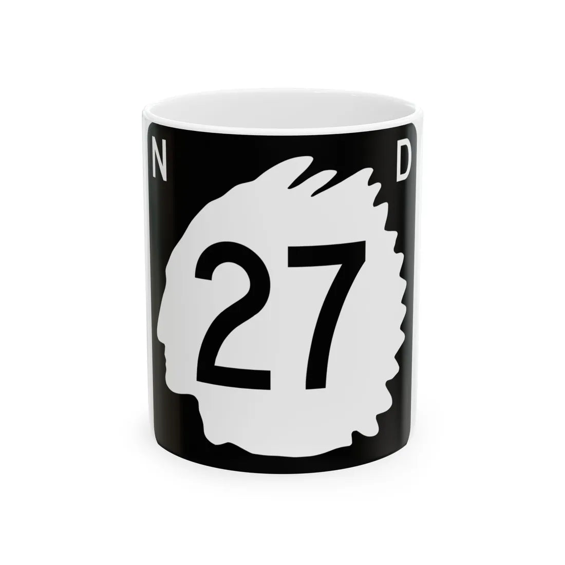 North Dakota 27 (North Dakota) (Road Sign) White Coffee Mug 11oz - Go Mug Yourself
