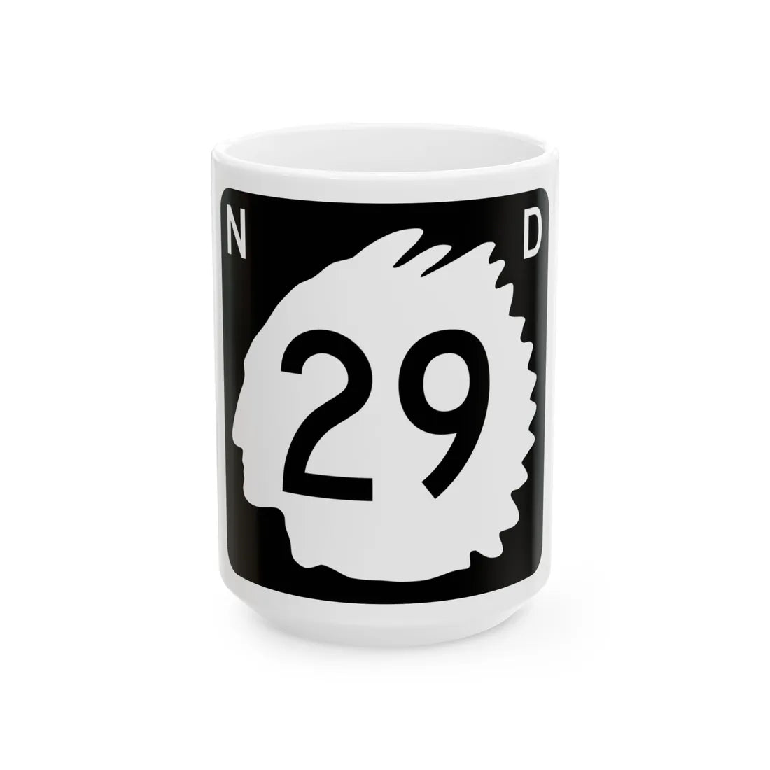 North Dakota 29 (North Dakota) (Road Sign) White Coffee Mug 15oz - Go Mug Yourself