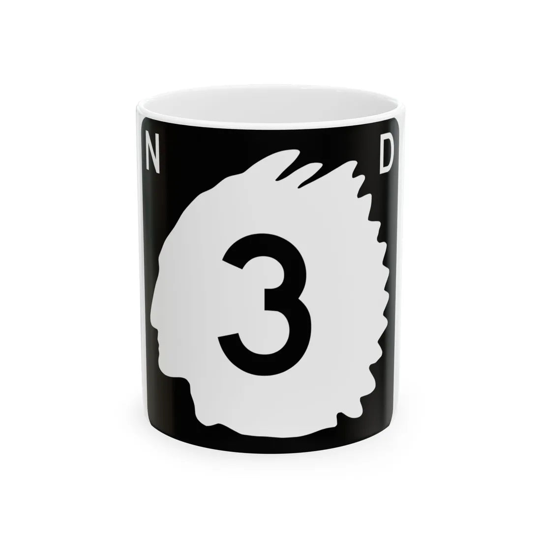 North Dakota 3 (North Dakota) (Road Sign) White Coffee Mug 11oz - Go Mug Yourself
