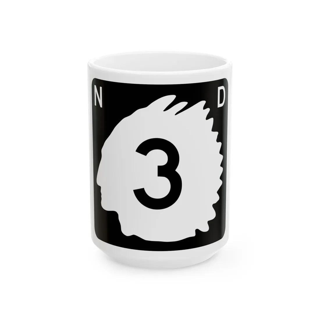 North Dakota 3 (North Dakota) (Road Sign) White Coffee Mug 15oz - Go Mug Yourself