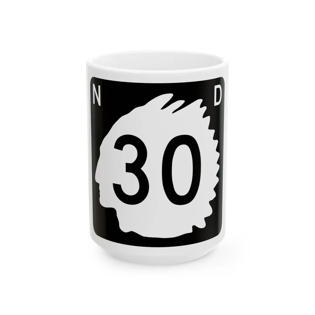 North Dakota 30 (North Dakota) (Road Sign) White Coffee Mug 15oz - Go Mug Yourself