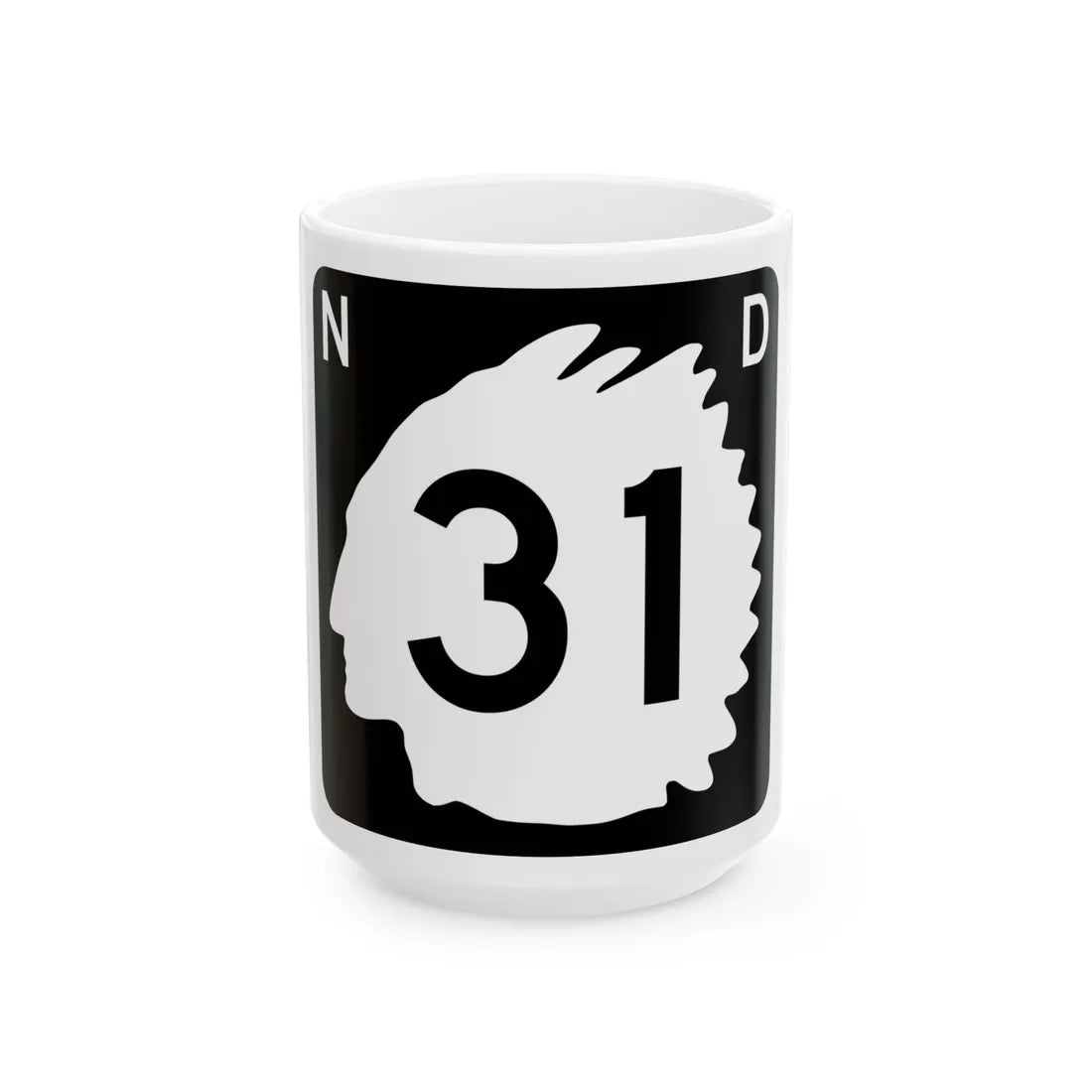 North Dakota 31 (North Dakota) (Road Sign) White Coffee Mug 15oz - Go Mug Yourself