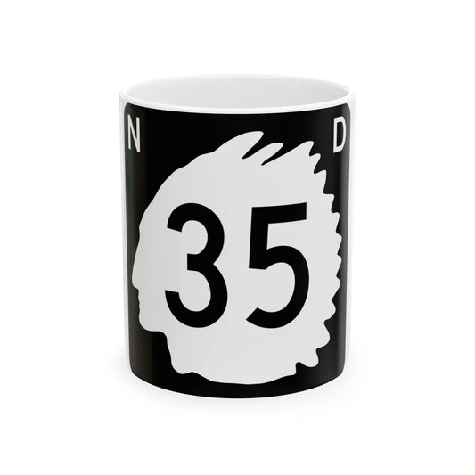 North Dakota 35 (North Dakota) (Road Sign) White Coffee Mug 11oz - Go Mug Yourself