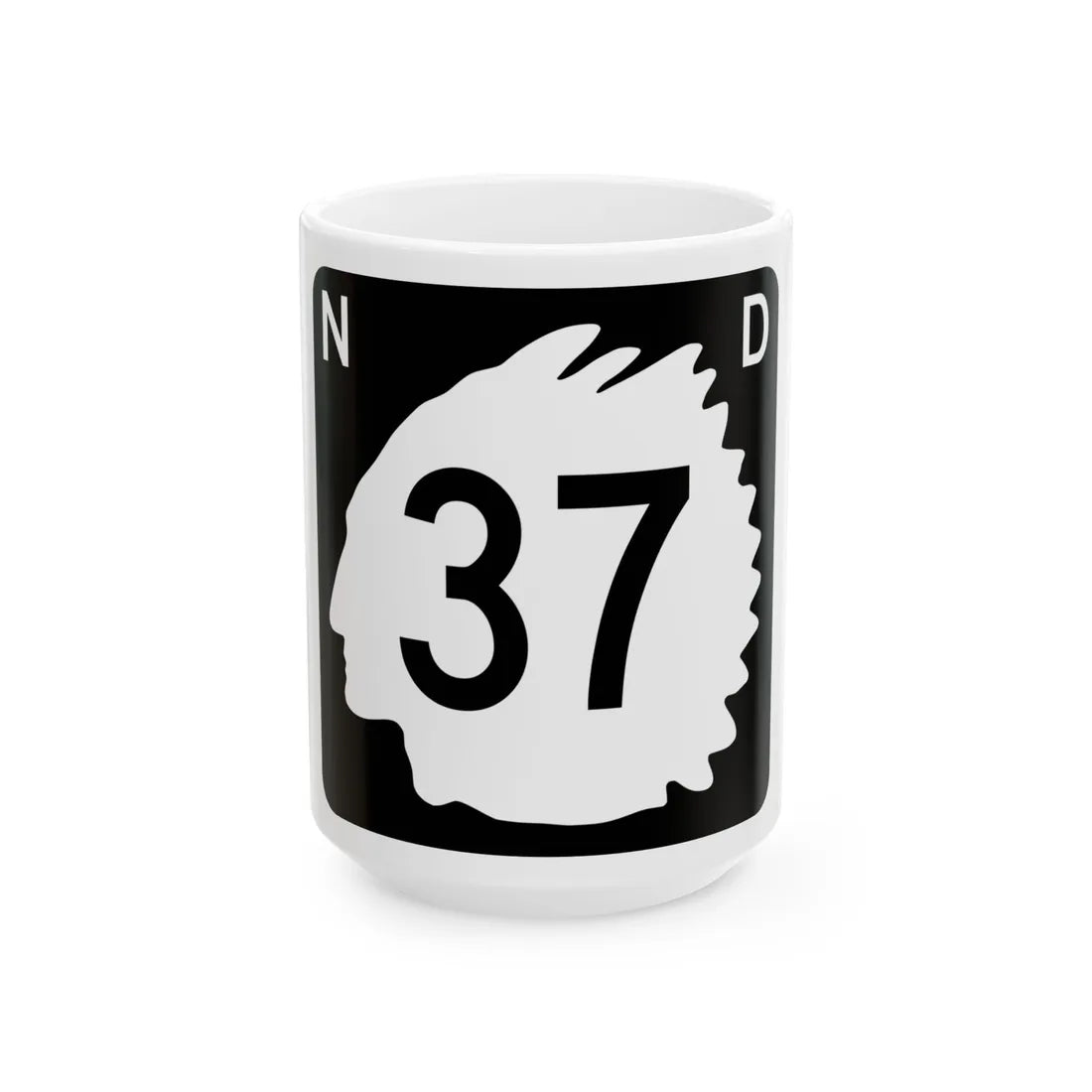 North Dakota 37 (North Dakota) (Road Sign) White Coffee Mug 15oz - Go Mug Yourself