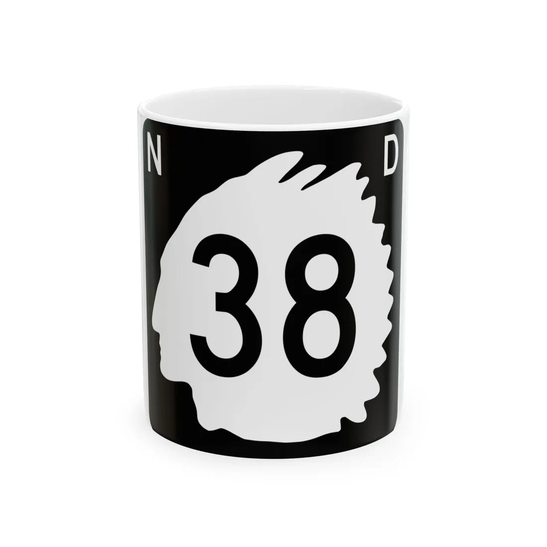 North Dakota 38 (North Dakota) (Road Sign) White Coffee Mug 11oz - Go Mug Yourself