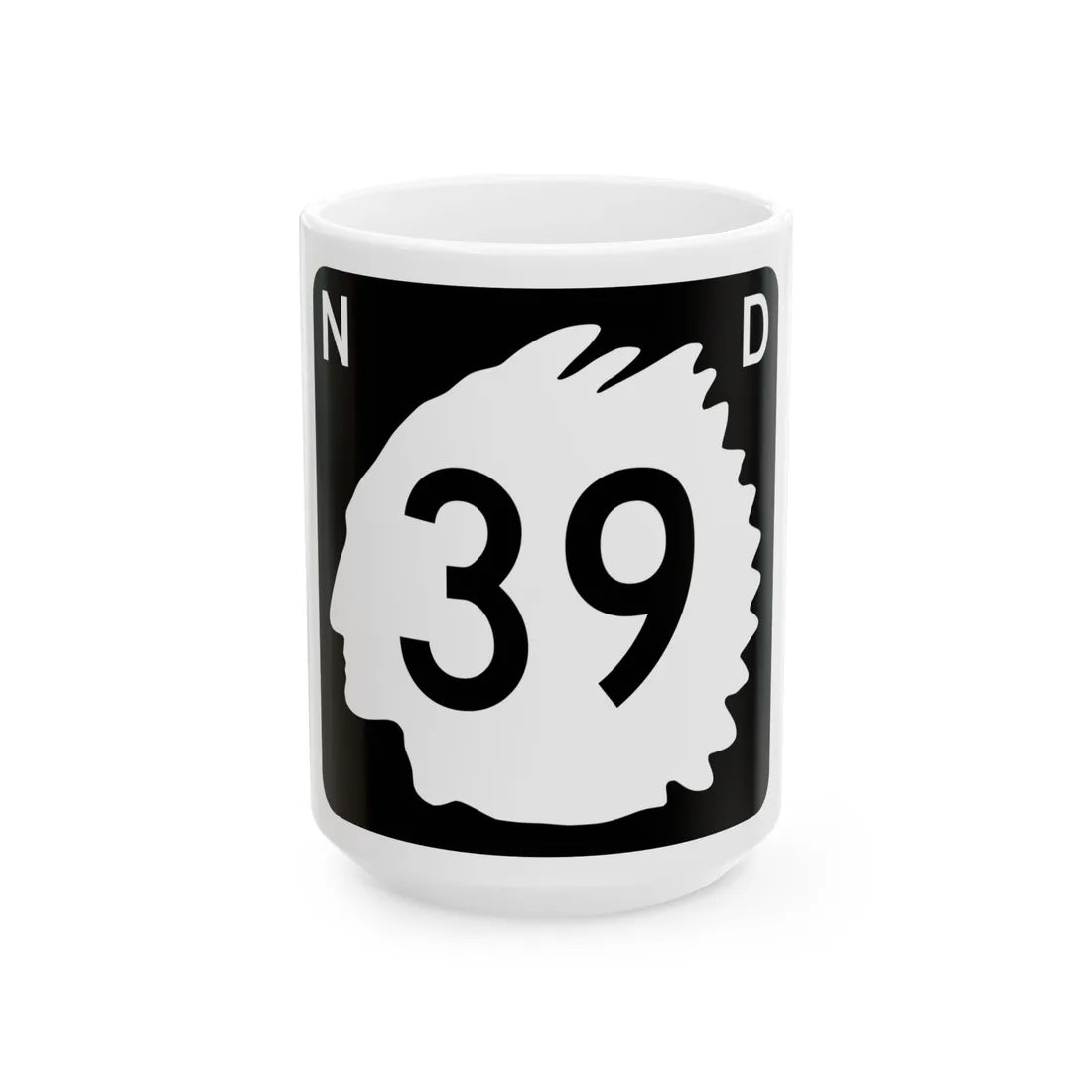 North Dakota 39 (North Dakota) (Road Sign) White Coffee Mug 15oz - Go Mug Yourself