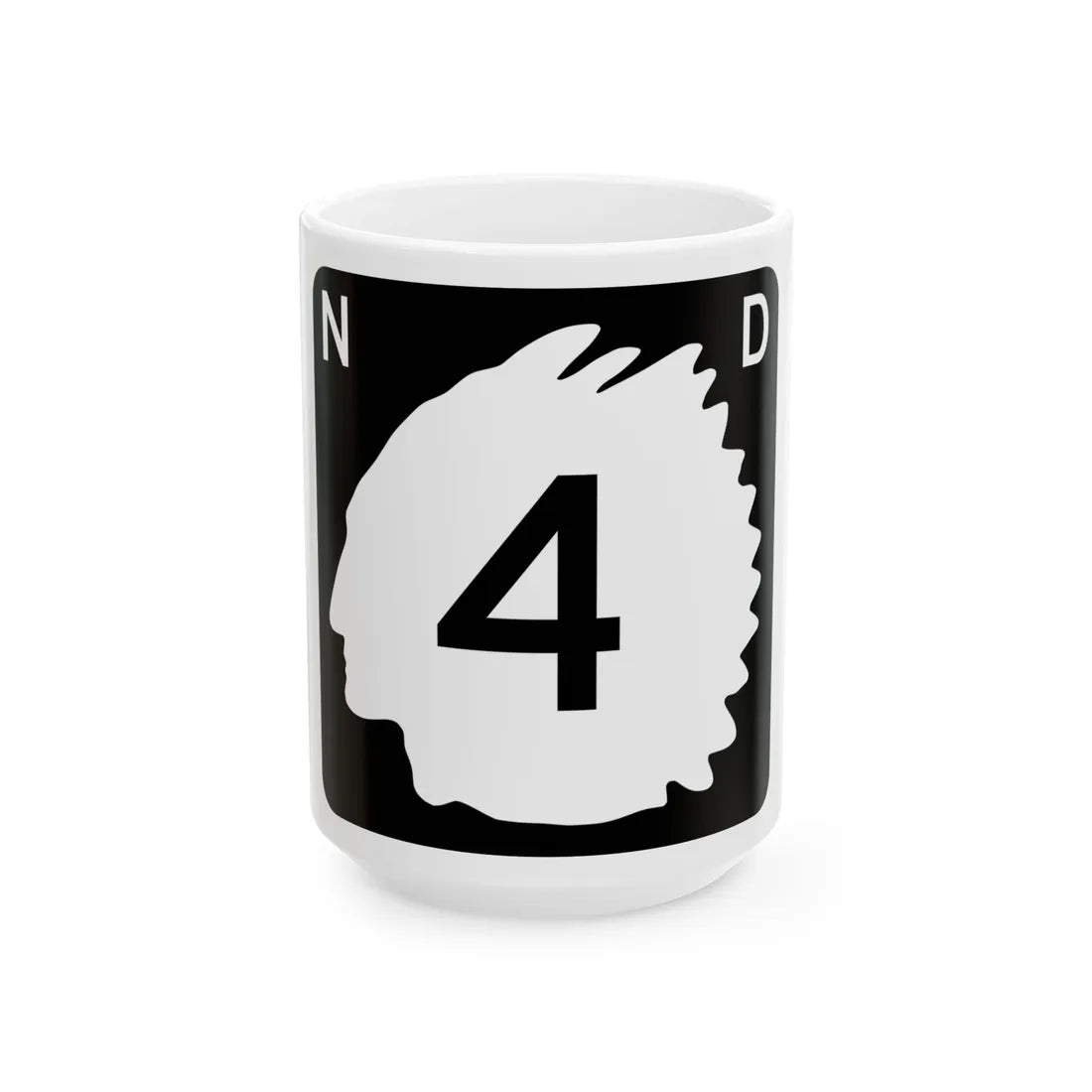 North Dakota 4 (North Dakota) (Road Sign) White Coffee Mug 15oz - Go Mug Yourself