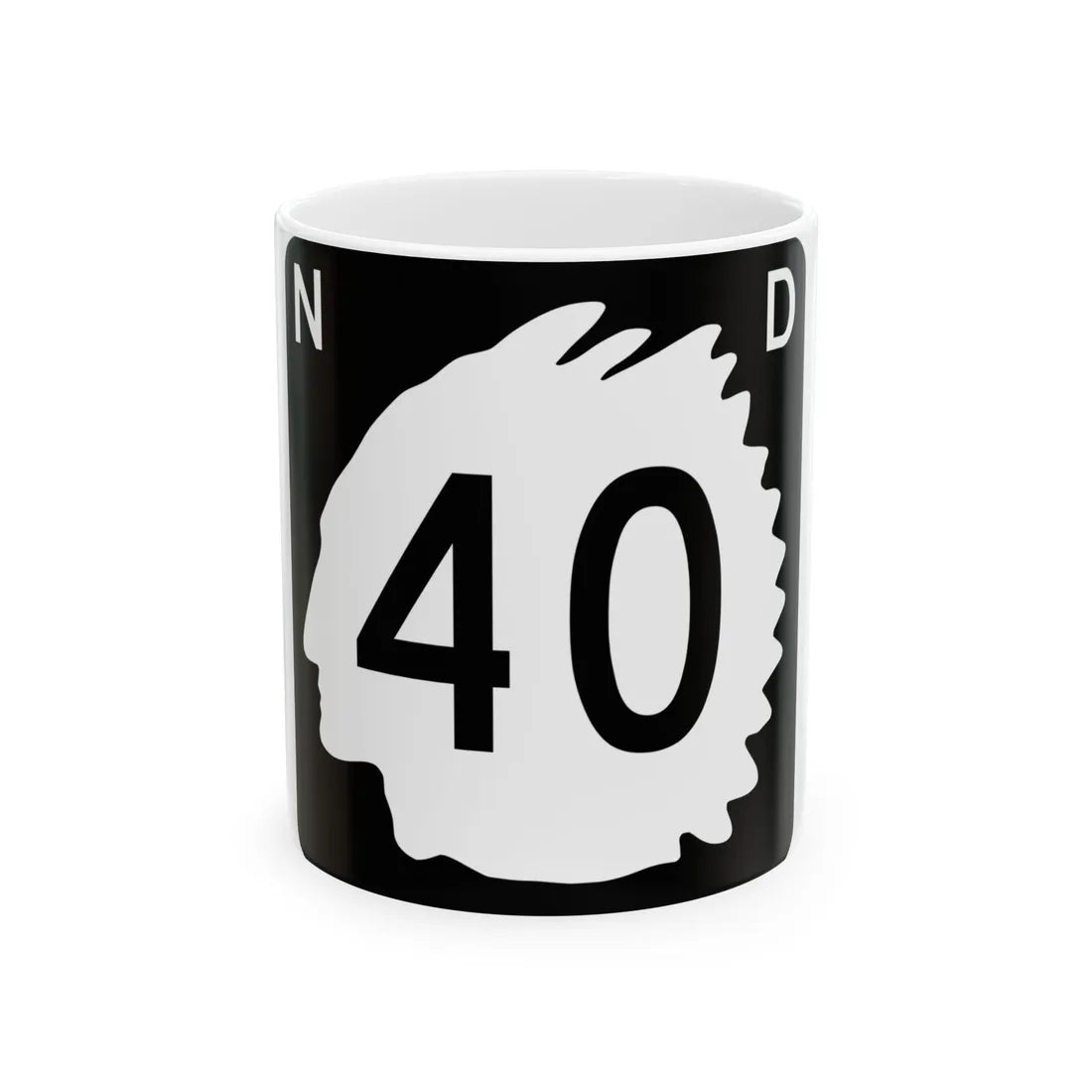North Dakota 40 (North Dakota) (Road Sign) White Coffee Mug 11oz - Go Mug Yourself