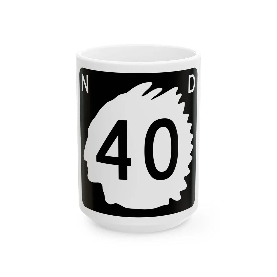 North Dakota 40 (North Dakota) (Road Sign) White Coffee Mug 15oz - Go Mug Yourself