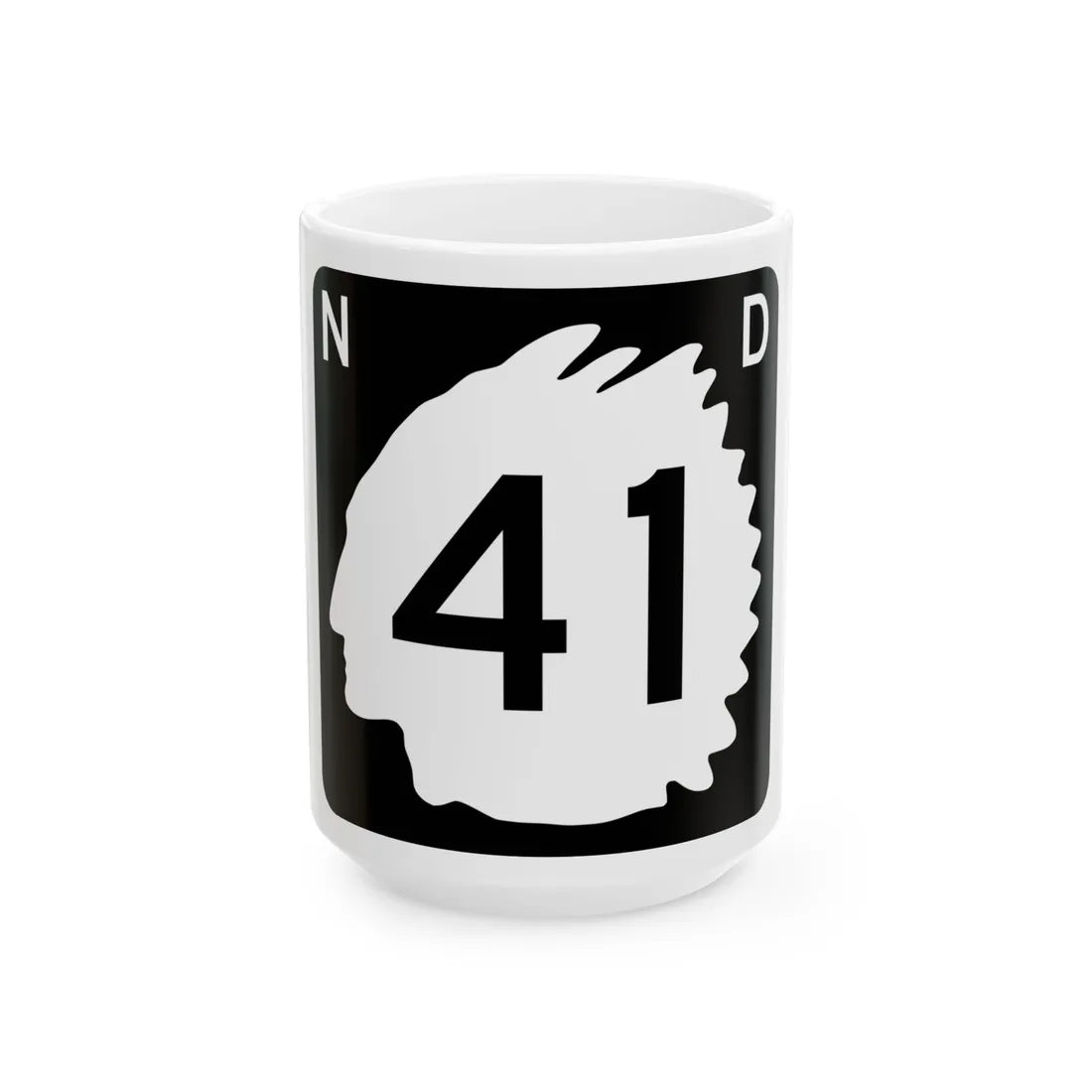 North Dakota 41 (North Dakota) (Road Sign) White Coffee Mug 15oz - Go Mug Yourself