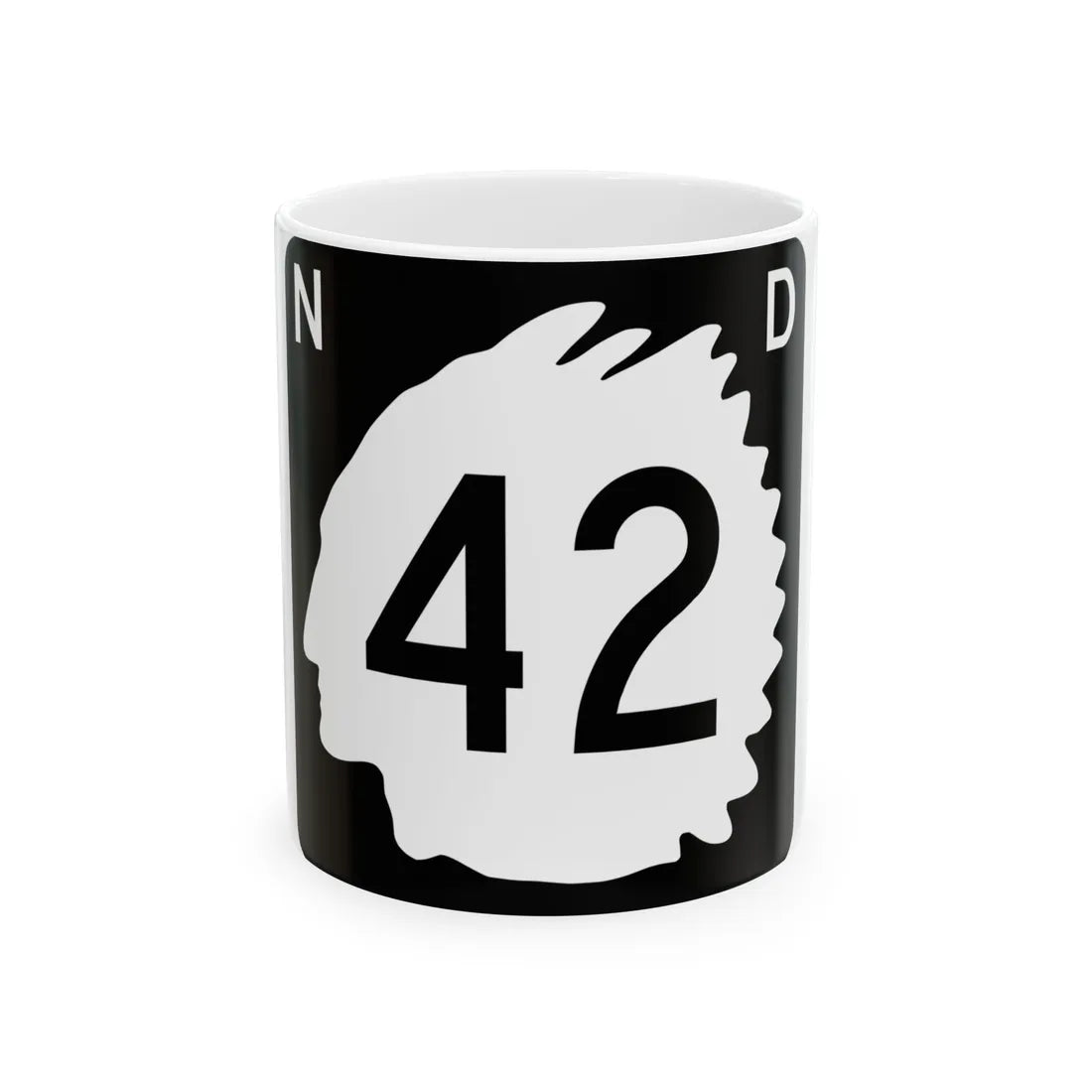 North Dakota 42 (North Dakota) (Road Sign) White Coffee Mug 11oz - Go Mug Yourself