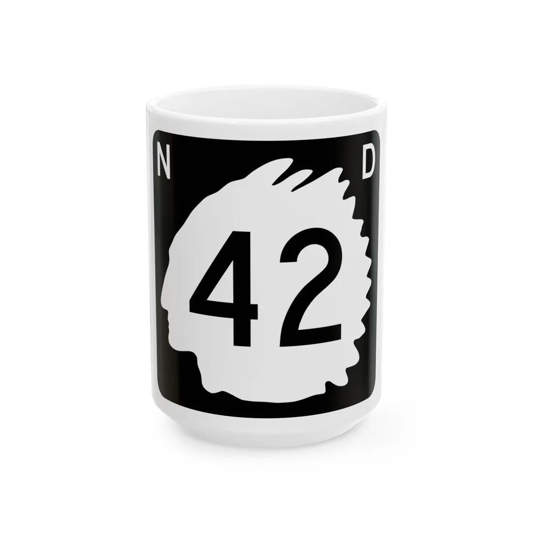 North Dakota 42 (North Dakota) (Road Sign) White Coffee Mug 15oz - Go Mug Yourself
