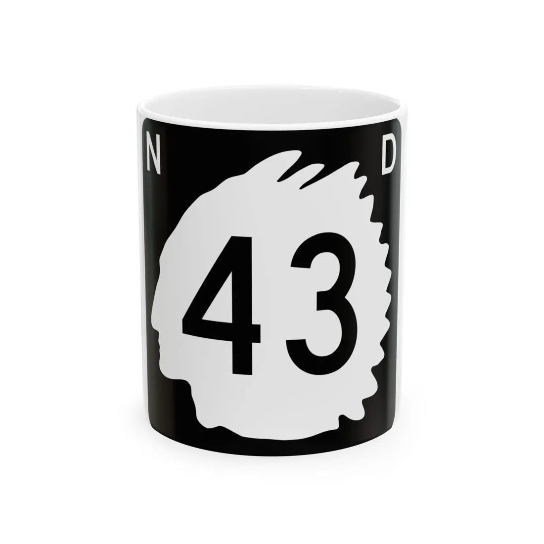North Dakota 43 (North Dakota) (Road Sign) White Coffee Mug 11oz - Go Mug Yourself