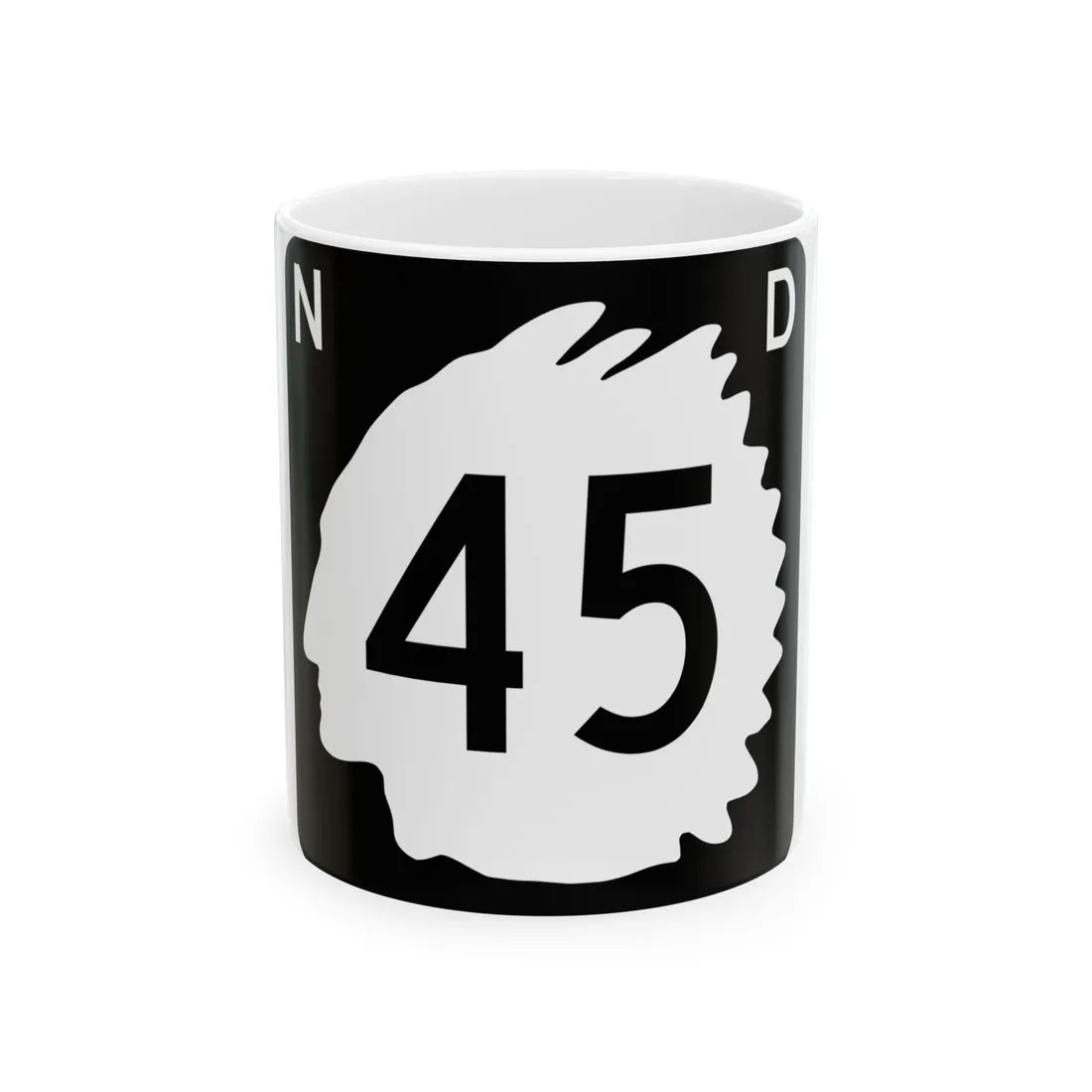 North Dakota 45 (North Dakota) (Road Sign) White Coffee Mug 11oz - Go Mug Yourself