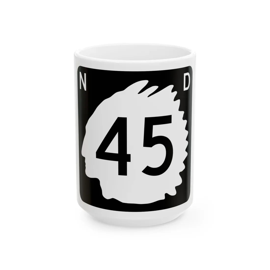 North Dakota 45 (North Dakota) (Road Sign) White Coffee Mug 15oz - Go Mug Yourself