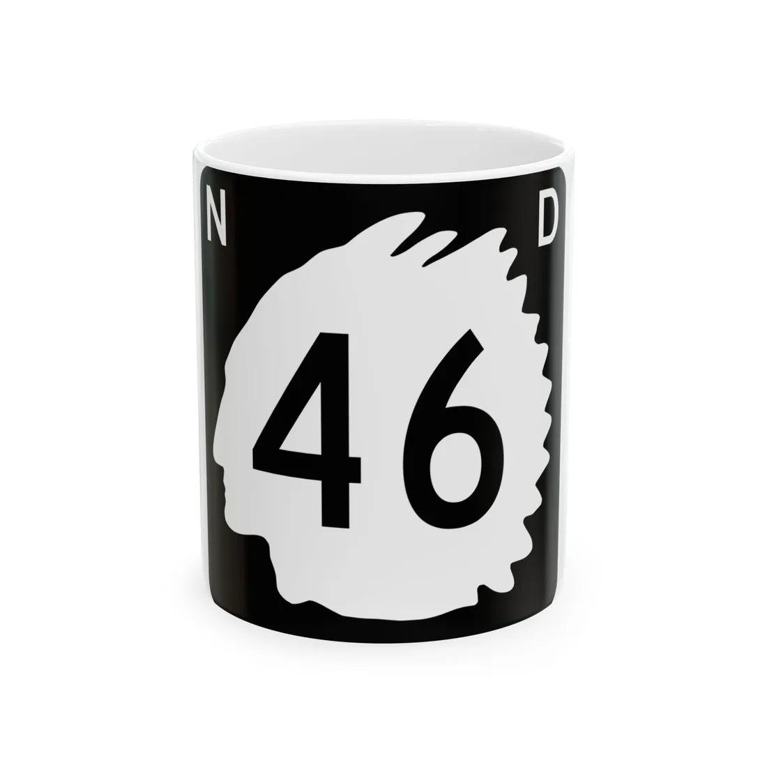 North Dakota 46 (North Dakota) (Road Sign) White Coffee Mug 11oz - Go Mug Yourself